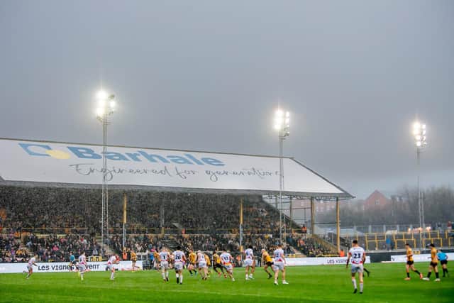 Castleford Tigers coach Danny McGuire is hoping for more favourable conditions against Hull FC after his side lost to Catalans Dragons in heavy rain at the Jungle last week. Picture by Allan McKenzie/SWpix.com.