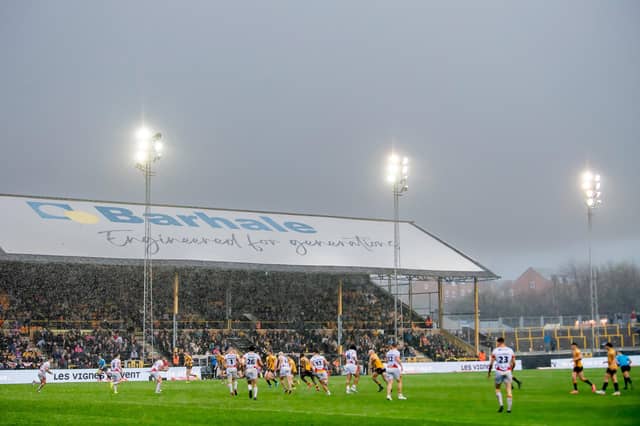 Castleford Tigers coach Danny McGuire is hoping for more favourable conditions against Hull FC after his side lost to Catalans Dragons in heavy rain at the Jungle last week. Picture by Allan McKenzie/SWpix.com.