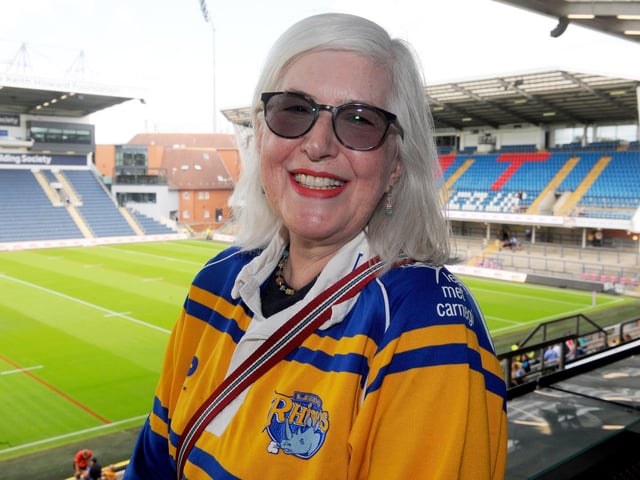 Rhinos fan Janet Harrison was an early arrival at AMT Headingley as she celebrated her birthday at the game.