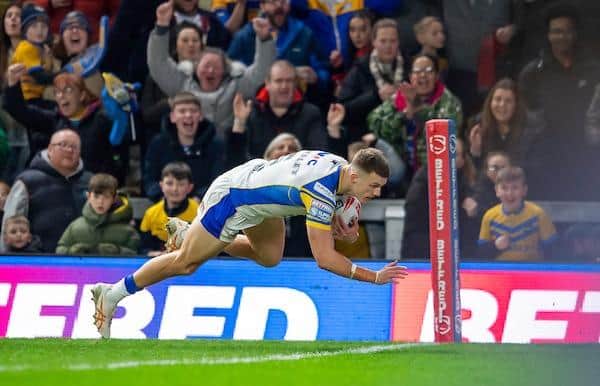 Ash Handley kicked off the season with a brace of tries in Leeds Rhinos' win over Salford Red Devils last week. Picture by Allan McKenzie/SWpix.com.