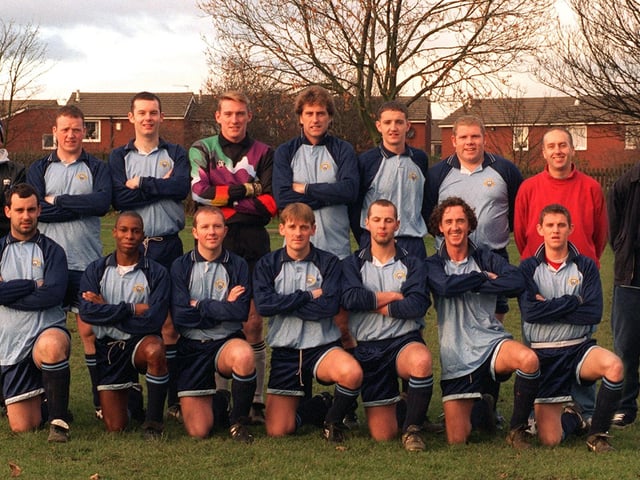 Swillington Miners Welfare pictured in November 1996. The team played in the West Yorkshire League. Back row, from left, are Andrew Pigott, Kevin Murphy, Martin Barrett, Micky Pigott, David Glancy, Mark Walker (captain), John Coleman, Steve Hull and Paddy Galvin.  Front row, from left, are Andrew Fox, Gavin Hanley, Graham Wallis, John Rodgers, Cathal Brown, Sean Finn and Gareth Curran.
