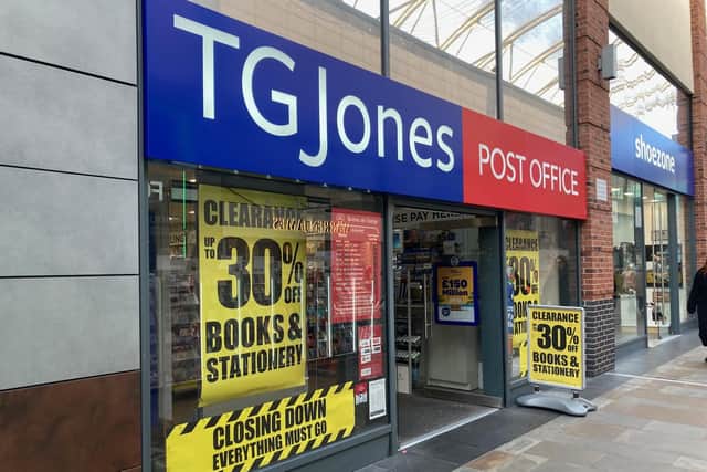 TG Jones has said it will close the Post Office branch at its store in Trinity Walk Shopping Centre at the end of February 2026.