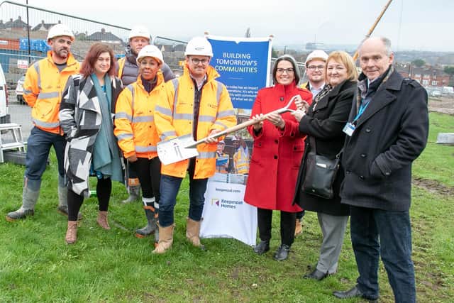 Keepmoat employees and officers from Leeds City Council with Councillor Debra Coupar (second from right) and Councillor Helen Hayden (fourth from right)