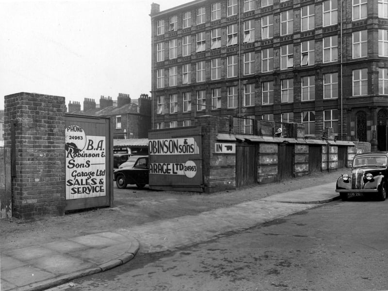 B.A. Robinson's garage on Park Square West pictured in April 1953.