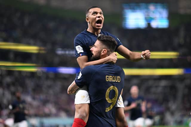 THREATS: Not just Kylian Mbappe, top, but also the likes of Olivier Giroud, bottom, as England face France in a World Cup quarter-final tonight. 
Photo by KIRILL KUDRYAVTSEV/AFP via Getty Images.
