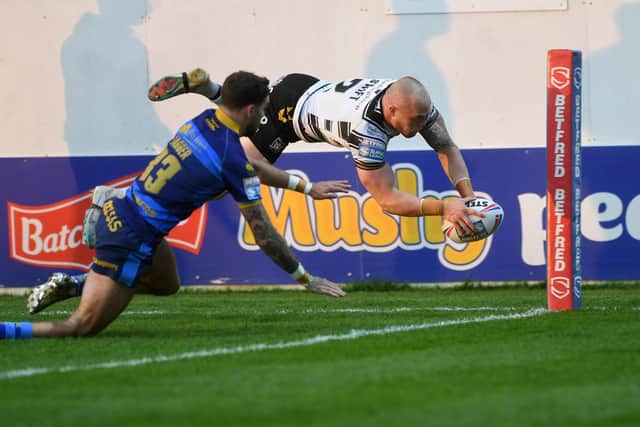 Adam Swift dives over to score in the corner. (Picture: Jonathan Gawthorpe)