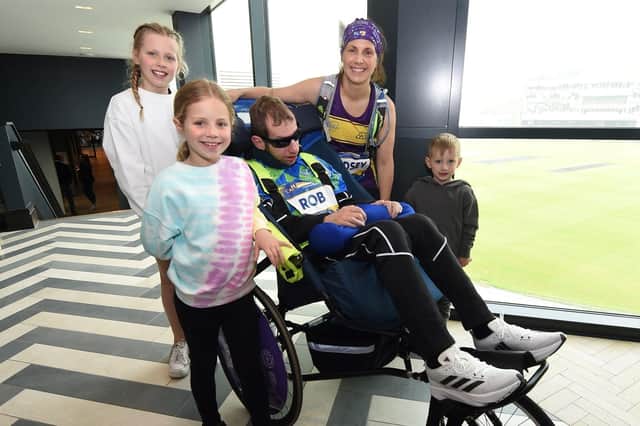 Rob Burrow and family at Headingley for the recent marathon named in his honour.