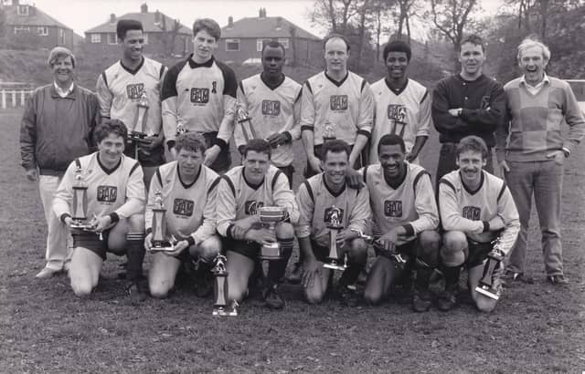 Torre Social were the new holders of the West Riding County FA Sunday Cup after beating rivals Monkbridge 4-0 in the final in May 1988. Pictured, back row from left, are Mick Morrisroe (secretary), Tony Wong, Steve Burton, Glen Brazier, Gary Duckworth, Kev Cumble, Peter Rushfirth (team manager) and Billy Jubb (club manager). Front row, from left, are Gary Liversidge, Phil Hart, Martin Tetley, Steve Roberts, Wayne Noteman and Mark Hamilton.