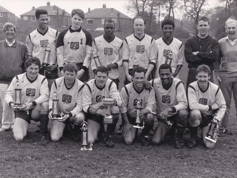 Torre Social were the new holders of the West Riding County FA Sunday Cup after beating rivals Monkbridge 4-0 in the final in May 1988. Pictured, back row from left, are Mick Morrisroe (secretary), Tony Wong, Steve Burton, Glen Brazier, Gary Duckworth, Kev Cumble, Peter Rushfirth (team manager) and Billy Jubb (club manager). Front row, from left, are Gary Liversidge, Phil Hart, Martin Tetley, Steve Roberts, Wayne Noteman and Mark Hamilton.