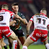 Owen Trout, seen in action for Leigh Leopards against St Helens last month, is heading to the NRL. Picture by Ed Sykes/SWpix.com.