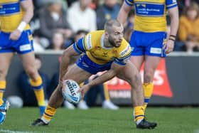 Jarrod O'Connor seen in action for Leeds Rhinos during the 2024 Boxing Day derby against Wakefield Trinity. Picture by Tony Johnson.
