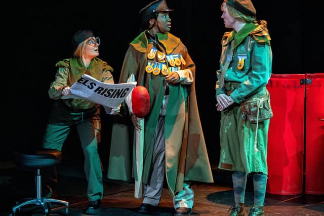Siobhan Cha Cha, Kitty Devlin and Alex Hinson in The Intrusion. Credit Ant Robling