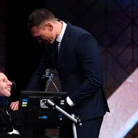 Kevin Sinfield holds his BBC Special Award alongside Rob Burrow during the BBC Sports Personality of the Year Awards 2022 held at MediaCityUK, Salford. (Pic: PA)