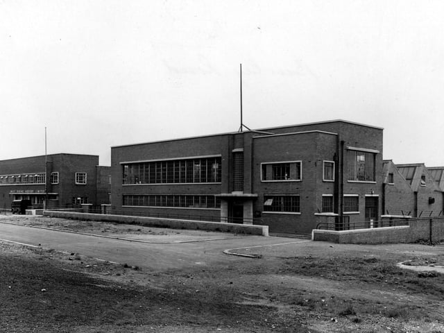 Factory premises of West Riding Hosiery Ltd on Burley Road pictured in May 1953.