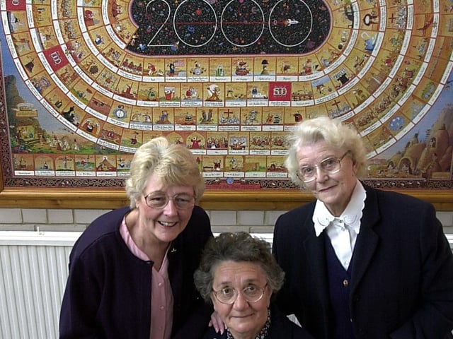 April 2002 and pictured with the Millennium jigsaw at Beeston Hill United Reform Church are, from left, Ellen Honnoraty, Jennifer Stankley and Mary Wilson.