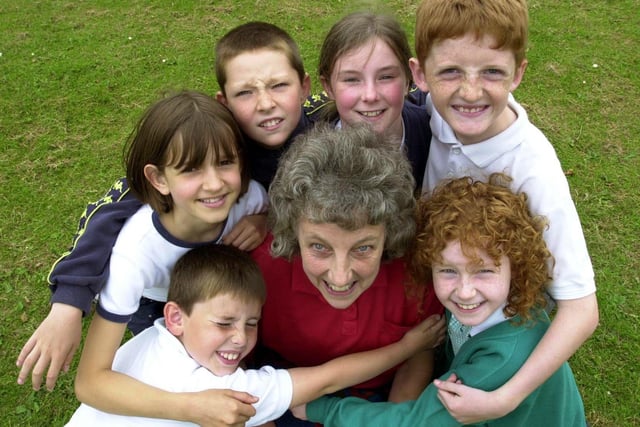 Teacher Margaret Martin was retiring from Green Lane Primary after 28 years in July 2000. She is pictured being given a big hug from some of the pupils.