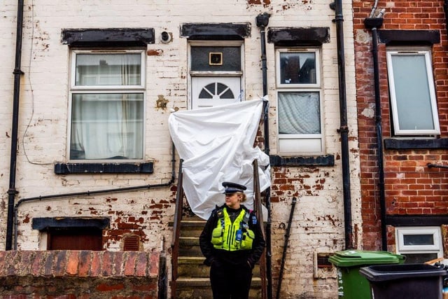 West Yorkshire Police are still in attendance at the scene of a double murder investigation at Back Hill Top Avenue, Harehills.