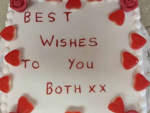 Jane Chamberlain shared this cake with a sweet message written on it.
