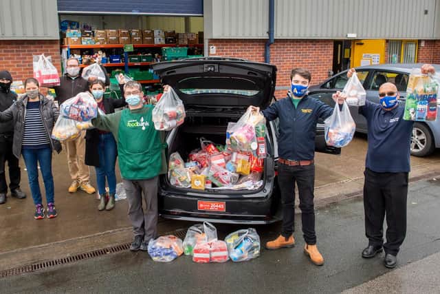 Chris Heard from Amber Cars in Leeds delivers food to Leeds North & West Foodbank