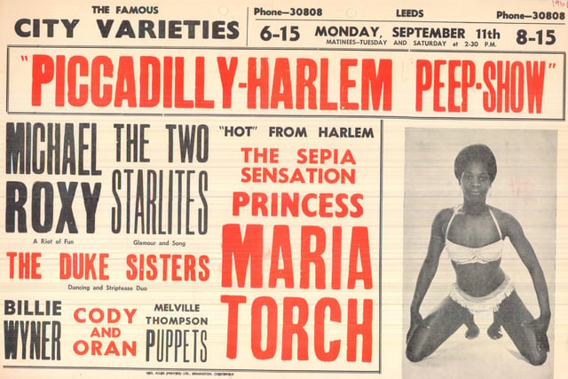 'Hot' from Harlem', the sepia sensation Princess Maria Torch was headline act at the City Varieties in September 1961.