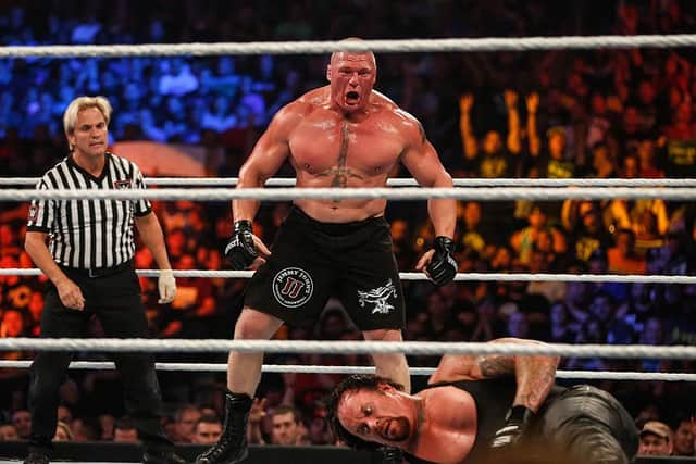 The Undertaker's 23-year Wrestlemania winning streak came to an end after he lost to Brock Lesnar (Photo by JP Yim/Getty Images)