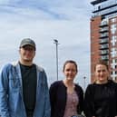 Some of the residents opposed to tower block proposals for a car park next to the Whitehall Waterfront development in Leeds city centre. Picture: Local Democracy Reporting Service