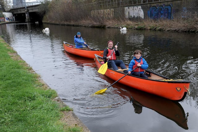 There were also opportunities to take part in canoeing taster sessions. Pictured are John Mullen and son Francis with instructor Alec Berry, of Carnegie Great Outdoors.