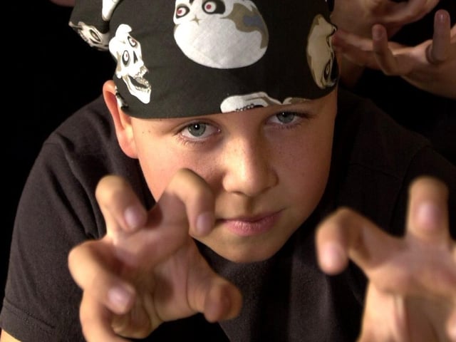 Pupils at Hugh Gaitskell Primary staged Macbeth in November 2003. Pictured is  Kyle Haggerty.