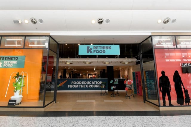 A meeting place for communities to collectively Rethink Food. A source of information and interaction for guests at the White Rose Shopping Centre. The store opened in February this year. Picture: Simon Hulme