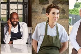 Yorkshire celebrity chefs (Left to right: Jake Jones Head chef Forge, Ahmed Abdalla Head Chef The Grand, Ruth Hansom Chef-Patron Hansom’s, Adam Degg Head Chef Fifty Two, Callum Leslie Executive Chef Black Swan at Oldstead).