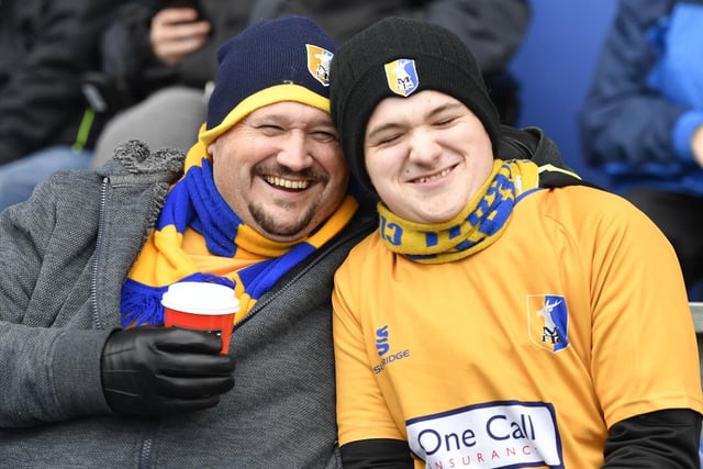 Mansfield Town fans before a game v MK Dons.