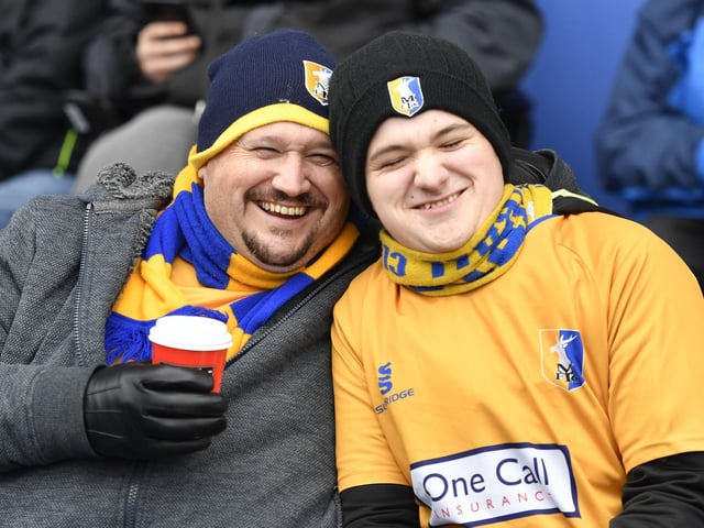 Mansfield Town fans before a game v MK Dons.