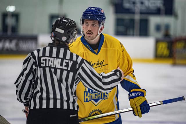 ON THE MARK: Leeds Knights' Matt Barron posted two goals and an assist in the 7-0 win at Peterborough Phantoms on Sunday night. Picture: Tony Johnson.