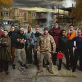 The participants in this week's 'experiment' from Channel 4, Apocalypse. From left, Kyra; Laura; Matty; Kelly; Dean; Celia; Kiera; Scott; Steven; Brooke; Bertie; Louise; Ioan and Freddie. (Picture: Matthew Salacuse/Channel 4)