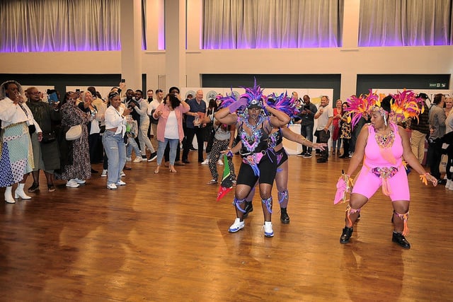 The Caribbean dancers get into the swing. (pic by Steve Riding)