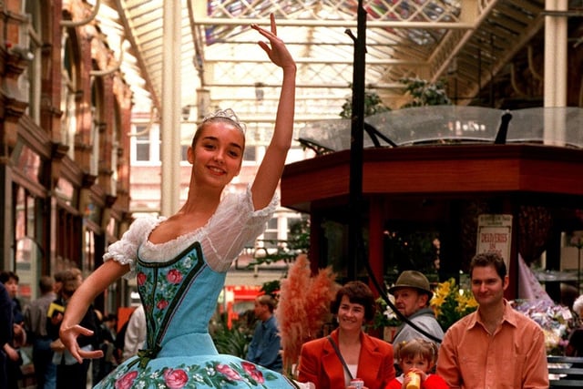 English National Ballet ballerina Caroline Duprost demonstrates her skills for shoppers at the Victoria Quarter. Shoppers had the rare chance to meet the ballerina as part of the dance company's efforts to break down the traditional barriers and reach a much wider audience.