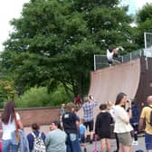 Skateboarder Sam Bamber in the vert competition at Skatefest 2024