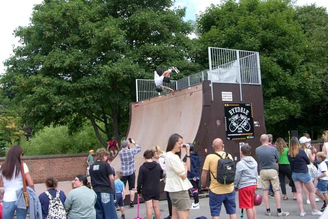Skateboarder Sam Bamber in the vert competition at Skatefest 2024