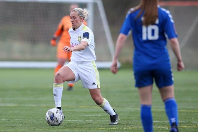 Leeds United Women defender Rebekah Bass on the ball during a Division One North clash with Durham Cestria.