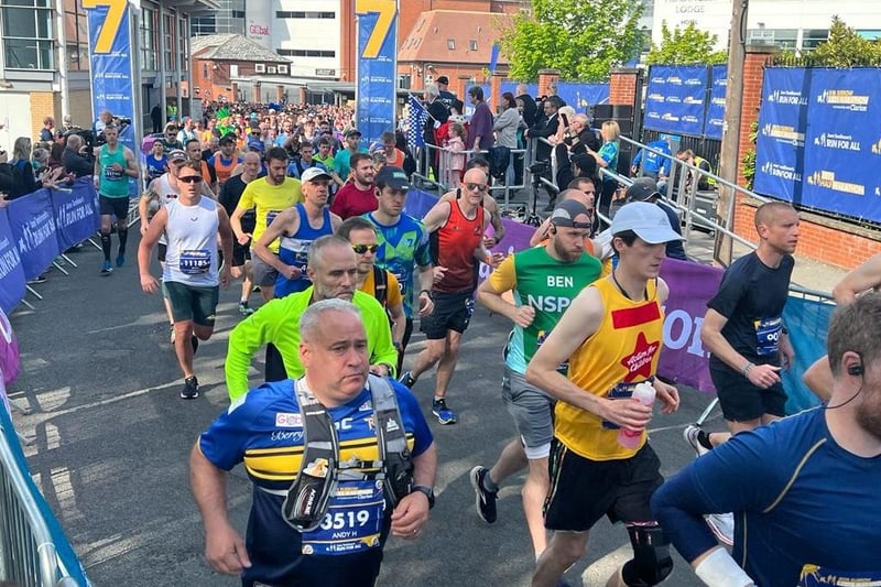 It was expected to take around 30 minutes for all the marathon runners to get over the start line, before the process is repeated for those taking part in Leeds Half Marathon.