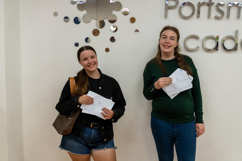 Cloe & Sohpie receiving their GCSEs. Picture By: Andy Hornby