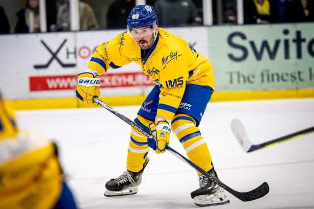 ON TARGET: Balint Pakozdi scored Leeds Knights' opening goal in their 2-0 win at Basingstoke Bison on Sunday. Picture: Ben Gordon/Knights Media.