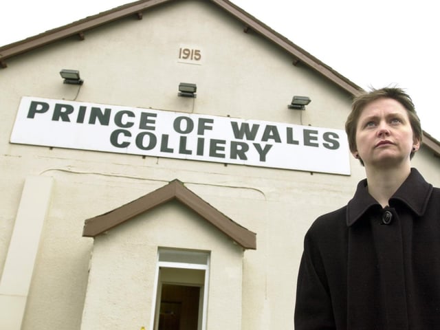 Yvette Cooper, MP for Pontefract and Castleford, at the Prince of Wales Colliery, after it was confirmed it would close. Pictured on January 30, 2002.