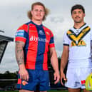 Wakefield Trinity's Caius Faatili, left, with Krystian Mapapalangi of Castleford Tigers. Picture by Allan McKenzie/SWpix.com.