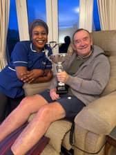 Shifau with Nicholas Hardaker, one of the customers who nominated her.