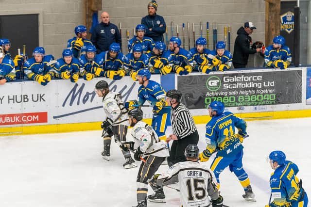 TOP TUSSLE: Leeds Knights can go back top of NIHL National with a road win over Milton Keynes Lightning on Saturday night. Picture courtesy of Oliver Portamento.