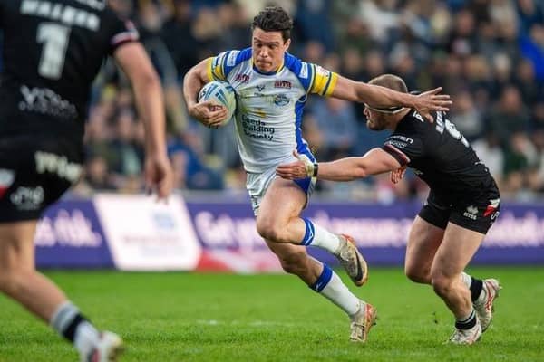 Brodie Croft on the attack for Leeds Rhinos against London Broncos before a groin injury ended his evening. Picture by Bruce Rollinson.