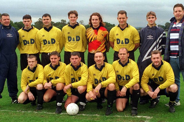 Bramley who played in the Premier Divison of the West Yorkshire League. Pictured, back row from left, are Phillip Riley (manager), Dean Staveley, Chris Teasdale, Matthew Surtees, Stuart Anderson, Russ Watkins, Lee Chandler and Kevin Garnett (chairman). Front row, from left, are Tony Barker, Craig Corker, Kevin Farrally, David Naylor, Simon Wightman and Neil Harrison.