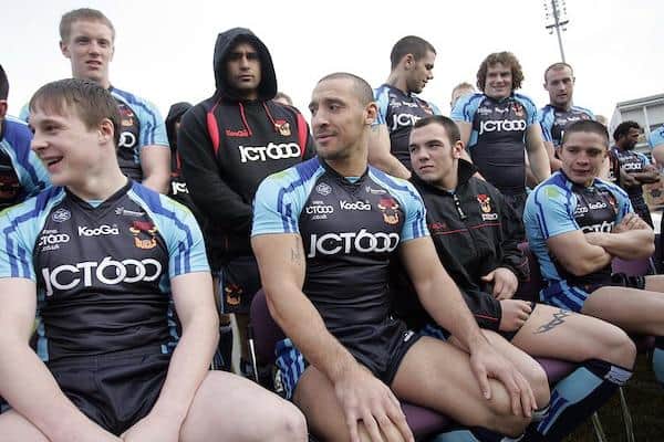 A teenage James Donaldson (left on the front row) at Bradford Bulls' pre-season photocall in 2009. Picture by Vaughn Ridley/SWpix.com.