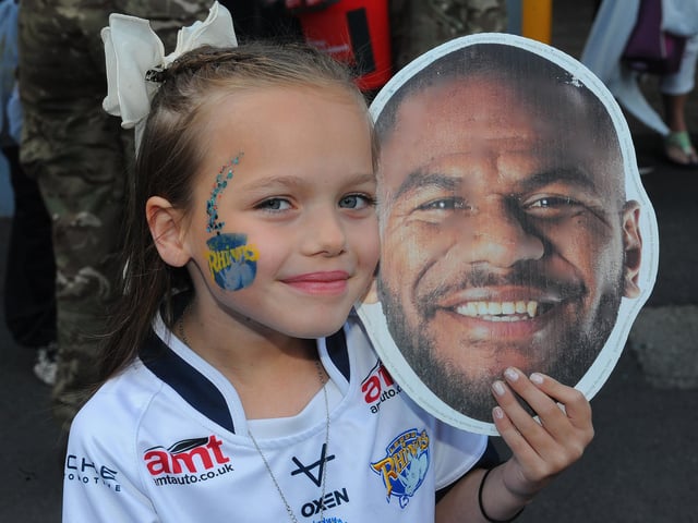 Laiken Harris, seven, of Leeds with favouite player Maika Sivo.
